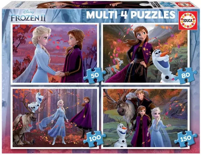 Puzzle Educa 4en1 - Progressif : Disney La Reine des neiges (50/80/100/150 pièces)