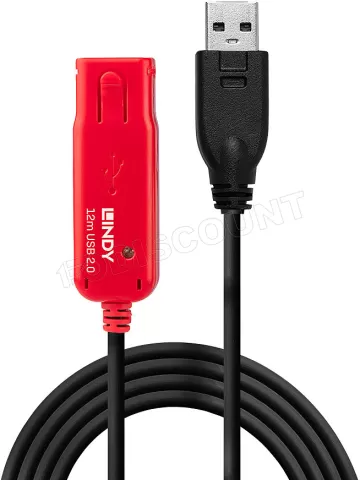 Photo de Rallonge USB 2.0 Lindy 12m M/F (Noir/Rouge)