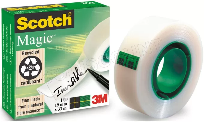 Ruban adhésif Scotch Magic 1.9cmx10m (Transparent Mat)