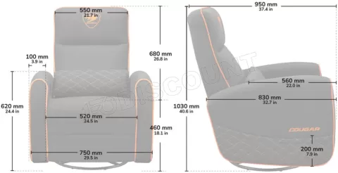 Photo de Sofa Cougar Fidom (Gris/Orange)