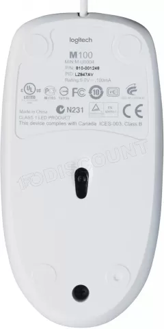 Photo de Souris filaire Logitech M100 (Blanc)