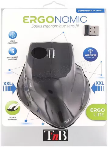 Souris ergonomique sans fil T'nB Ergo Line Noire - Souris - Achat & prix