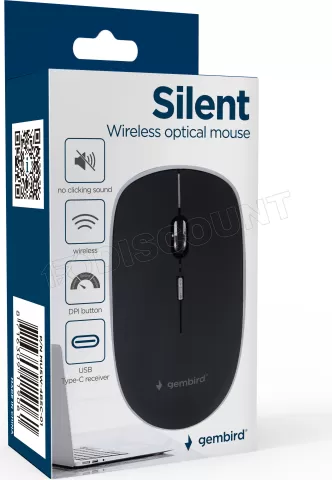 Photo de Souris sans fil Gembird Silent (Noir)