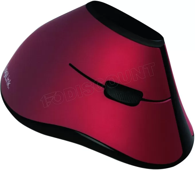 Souris sans fil LogiLink verticale pour droitier (Noir/Rouge)