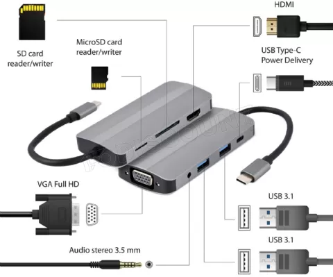 Photo de Station d'accueil portable USB-C 3.0 CableXpert 8-02 (Gris)