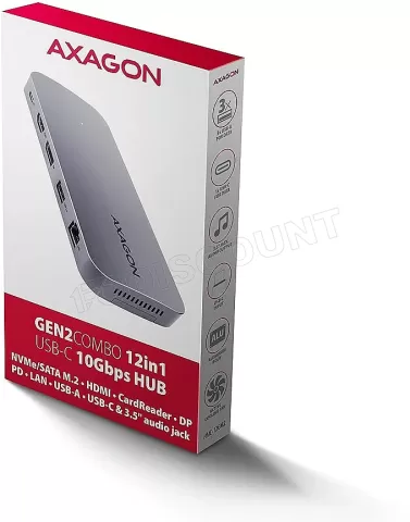 Photo de Station d'accueil portable USB-C 3.2 Axagon HMC-12GM2 avec lecteur SSD (Gris)