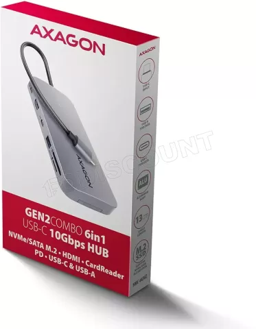 Photo de Station d'accueil portable USB-C 3.2 Axagon HMC-6GM2 avec lecteur SSD (Gris)