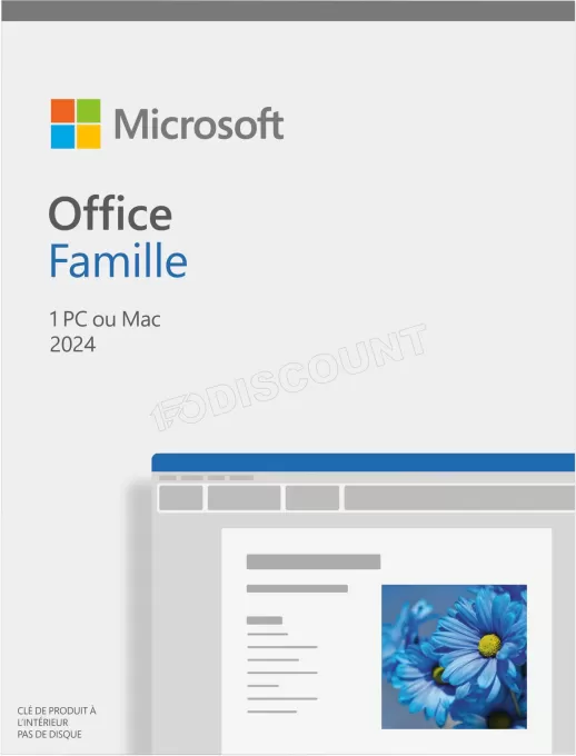 Suite Bureautique Microsoft Office Famille et Etudiant 2024 - 1 Licence (PKC - Carte d'activation)