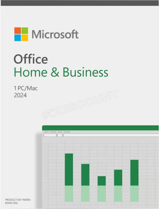 Suite Bureautique Microsoft Office Famille et Petite Entreprise 2024 - 1 Licence (PKC - Carte d'activation)