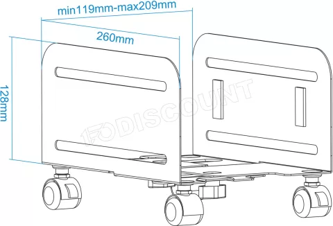 Photo de Support à roulettes TooQ UMCS0004 pour Boitier / Unité Centrale (Noir)