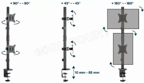 Photo de Support double-écran à fixer Gembird MA-D2-02 - 32" (9kg max) (Noir)