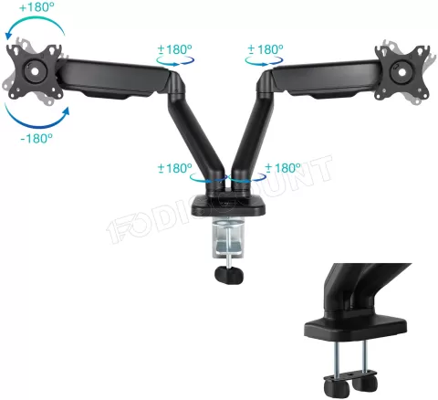 Photo de Support double-écran à fixer Tooq DB5132TNR 17"-32" (9kg max) (Noir)