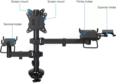 Photo de Support double-écran/imprimante à fixer Tooq TQPM0002 17"-32" (18kg max) (Noir)