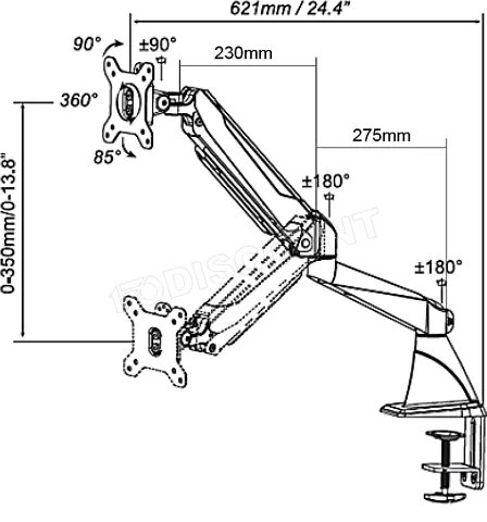 Photo de Support écran à fixer Gembird MA-DA1-05 - 35" (10kg max) (Noir)