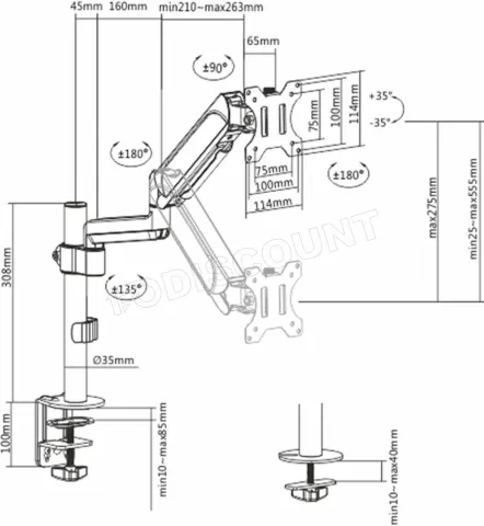 Photo de Support écran à fixer Gembird MA-DA1P-01 - 32" (9kg max) (Noir)