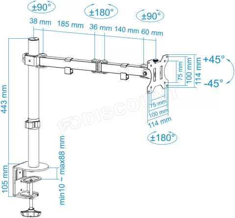 Photo de Support écran à fixer Tooq DB1032TN 13"-32" (8kg max) (Noir)