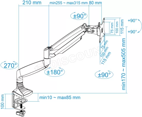 Photo de Support écran à fixer Tooq DB3032TNR 13"-32" (9kg max) (Argent)