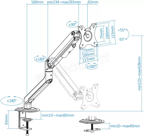 Photo de Support écran à fixer Tooq DB4032TNR 17"-32" (9kg max) (Blanc)