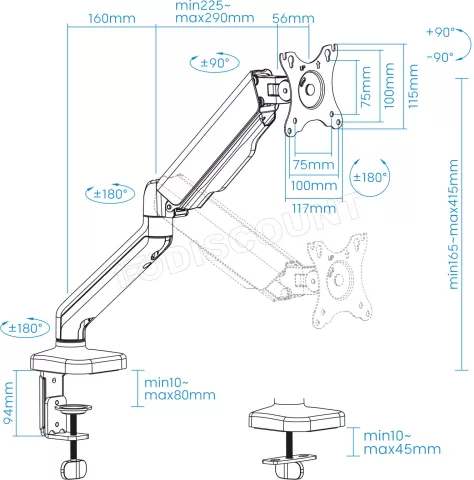 Photo de Support écran à fixer Tooq DB5032TNR 17"-32 (9kg max) (Noir)