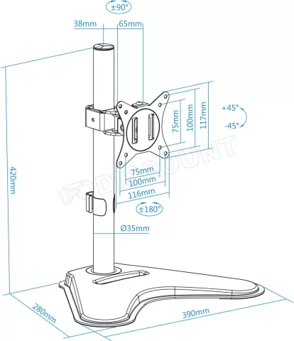 Photo de Support écran à poser Tooq DB1701TN 17"-32" (9kg max) (Noir)