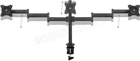 Photo de Support triple-écran à fixer Tooq DB1327TN 13"-27" (8kg max) (Noir)