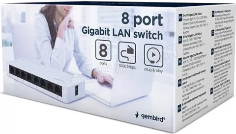 Photo de Switch réseau Ethernet Gigabit Gembird - 8 ports (Blanc)