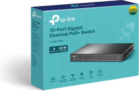 Photo de Switch réseau ethernet Gigabit TP-Link TL-SG1210P (PoE) - 10 ports