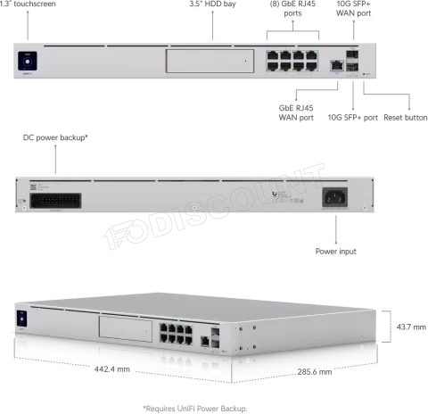 Photo de Switch réseau ethernet Gigabit UbiQuiti UniFi Dream Machine Pro - 9 ports + 2x SFP