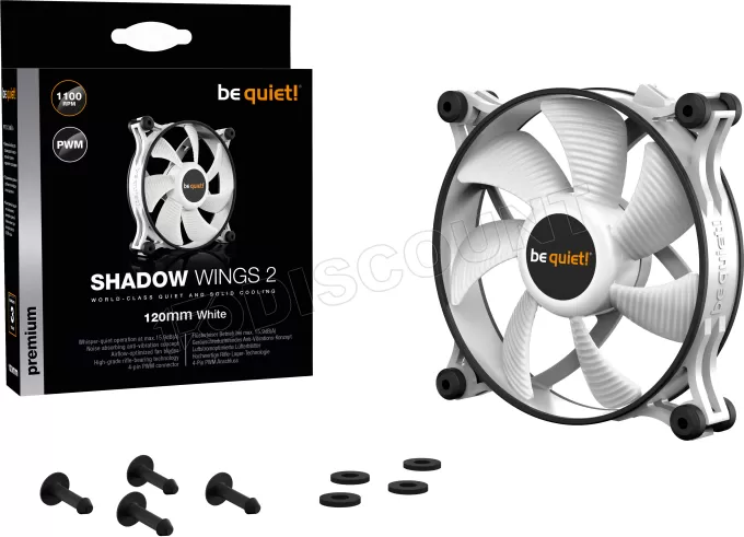 Ventilateur de boitier be quiet! Shadow Wings 2 PWM - 12cm (Blanc)