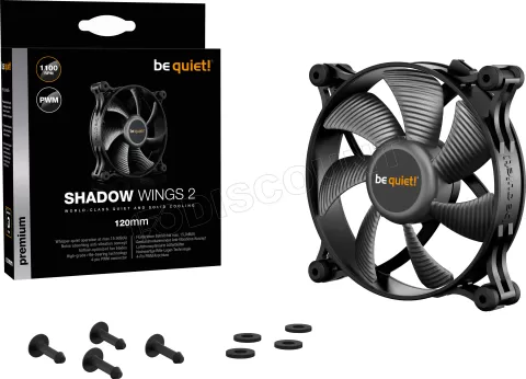 Photo de Ventilateur de boitier be quiet! Shadow Wings 2 PWM - 12cm (Noir)
