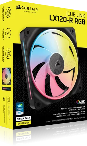 Photo de Ventilateur de boitier Corsair iCue Link LX-R RGB - 12cm (Noir)