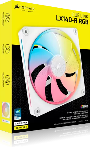 Photo de Ventilateur de boitier Corsair iCue Link LX-R RGB - 14cm (Blanc)