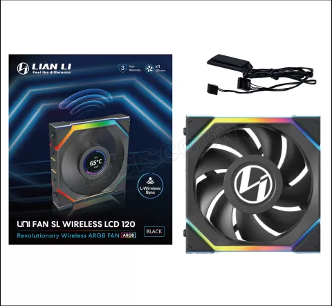 Photo de Ventilateur de boitier Lian Li Uni Fan SL Wireless LCD RGB - 12cm (Noir)