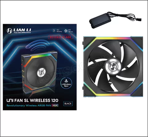 Photo de Ventilateur de boitier Lian Li Uni Fan SL Wireless Reverse RGB - 12cm (Noir)