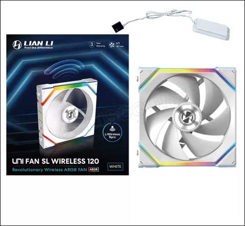 Photo de Ventilateur de boitier Lian Li Uni Fan SL Wireless RGB - 12cm (Blanc)