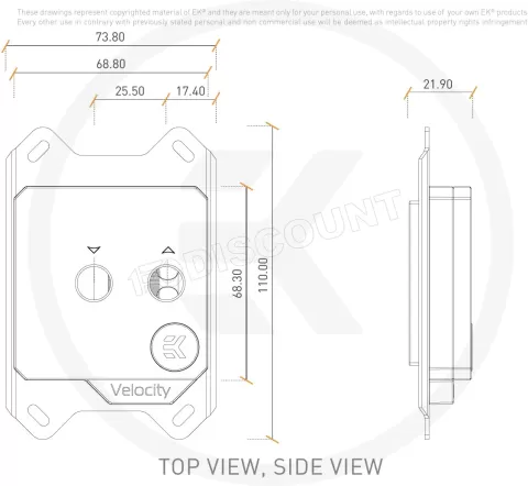 Photo de Waterblock CPU Ekwb EK-Quantum Velocity AMD (Transparent/Argent)